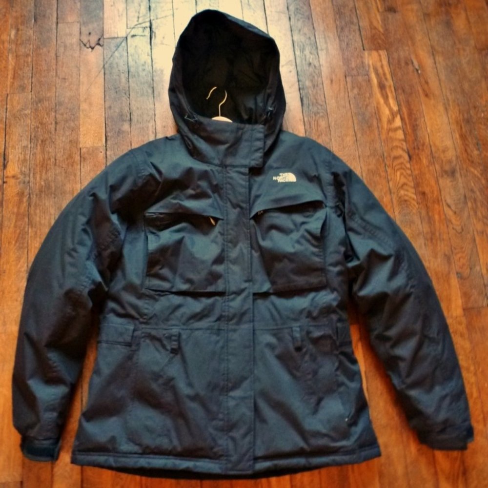 The North Face Women's Hyvent Goose Down Hooded Parka Coat Jacket in Black